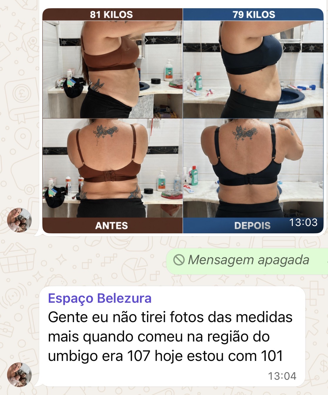 Print de resultado de aluna em 7 dias — 2