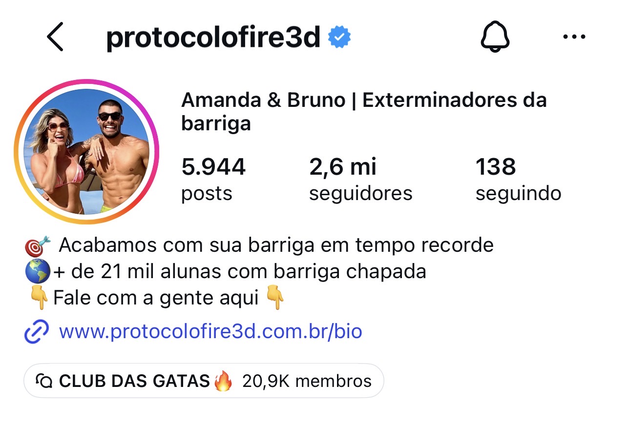 Instagram @protocolofire3d com 2,6 milhões de seguidores